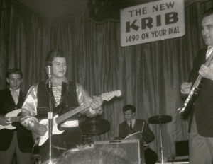 Ritchie Valens performs at the Surf Ballroom on February 2, 1959.