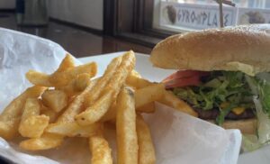 Burger and french fries from Gyro Place