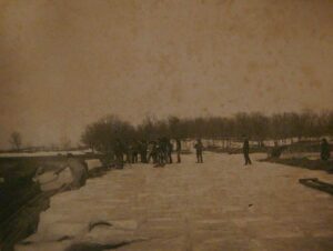 Ice being harvested along North Shore Drive. Photo from Marcia Green, Lost Clear Lake.