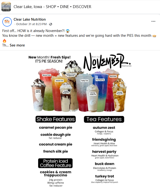 Clear Lake Nutrition November 2025 