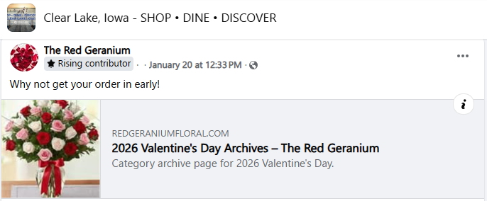 Red Geranium Valentines Orders